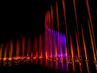 colored decorative dancing water jet led light fountain show at night