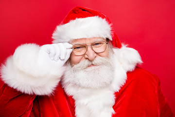 Portrait of good-looking calm handsome aged mature stylish Saint