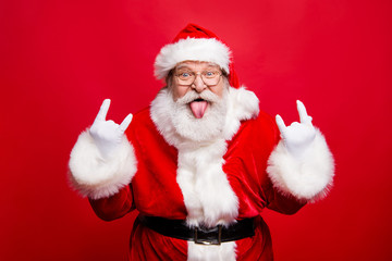 Ho-ho-ho! Party time concept. Aged mature playful emotion grandf