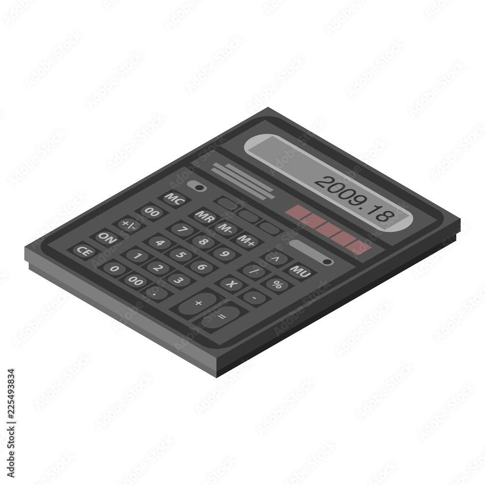 Poster calculator icon. isometric of calculator vector icon for web design isolated on white background