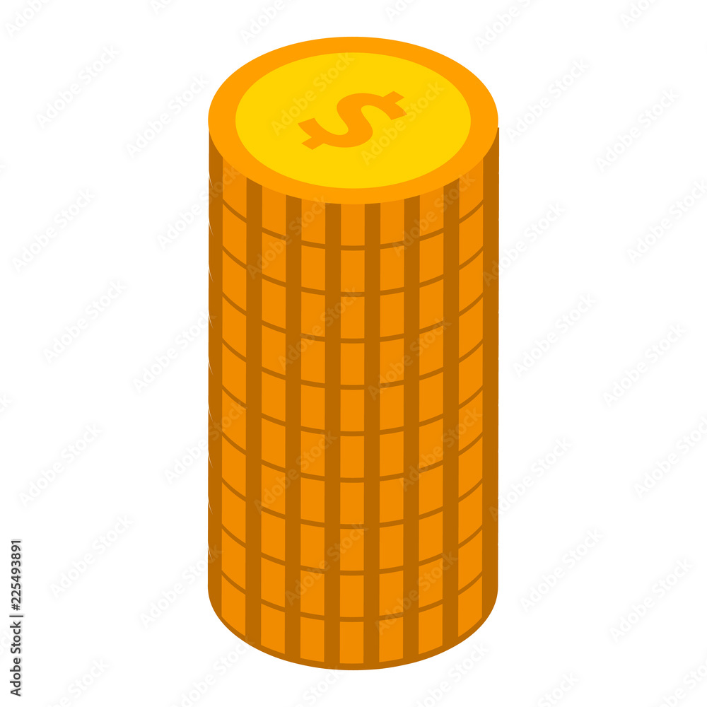 Poster stack of coins icon. isometric of stack of coins vector icon for web design isolated on white backgr