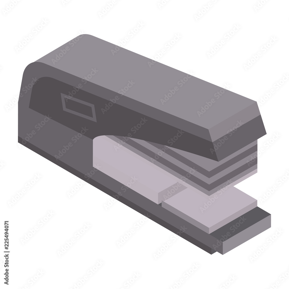 Poster paper stapler icon. isometric of paper stapler vector icon for web design isolated on white backgrou