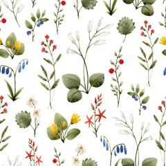Obraz premium Watercolor floral vector pattern