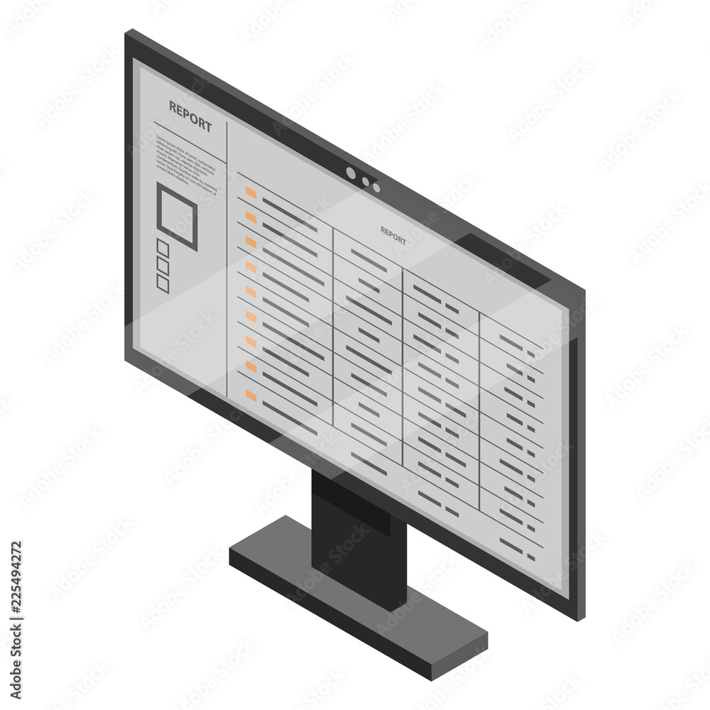 Poster office monitor icon. isometric of office monitor vector icon for web design isolated on white backgr