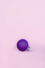 Christmas Ball, Purple, isolated on pink background