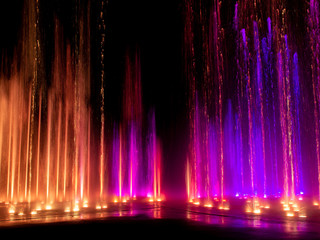  colored decorative dancing water jet led light fountain show at night