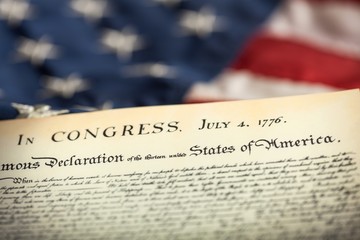Old American Documents on American Flag
