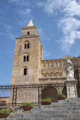 Fototapeta na wymiar Cefalu, Italy - September 09, 2018: View of the Cathedral of Cefalu