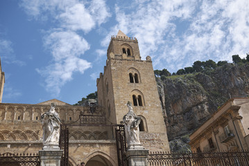 Fototapeta na wymiar Cefalu, Italy - September 09, 2018: View of the Cathedral of Cefalu
