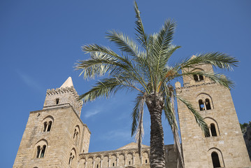 Cefalu, Italy - September 09, 2018: View of the Cathedral of Cefalu