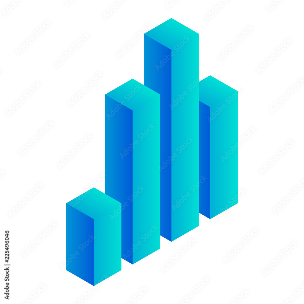 Poster blue graph column icon. isometric of blue graph column vector icon for web design isolated on white 
