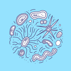 Bacteria cells set composition. Vector illustration.