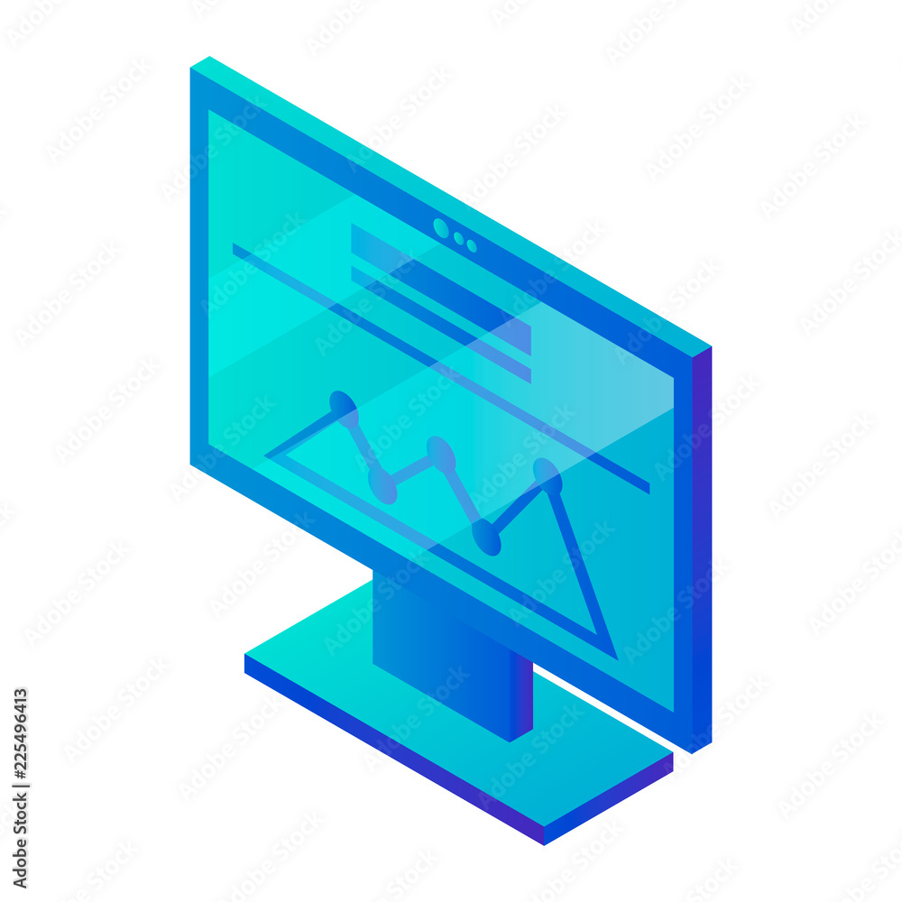 Poster computer monitor graph icon. isometric of computer monitor graph vector icon for web design isolated