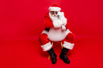 Winter December noel concept. Full legs body size stylish Saint 