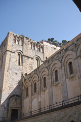 Fototapeta na wymiar Cefalu, Italy - September 09, 2018: View of Cefalu Cathedral from the Cloister