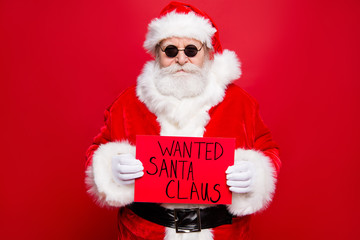 Christmastime winter event concept. Calm confident danger crime 