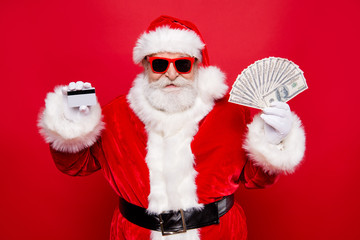 Handsome aged mature grandfather Santa in tradition costume head