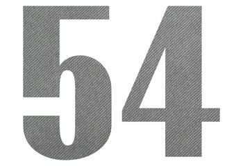 54, fifty four - with gray fabric texture on white background