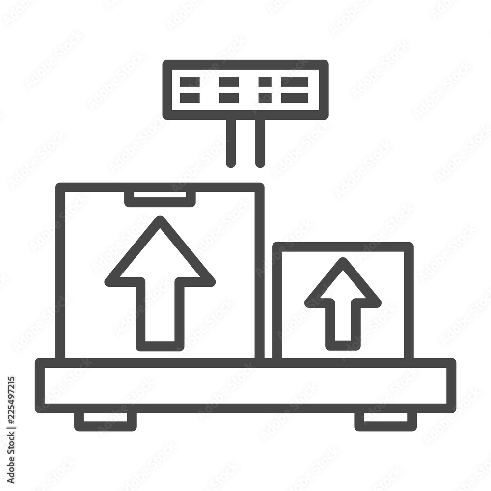 Poster weighing delivery box icon. outline weighing delivery box vector icon for web design isolated on whi