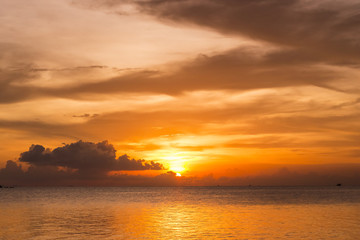Beautiful tropical sunset on the beach and sea