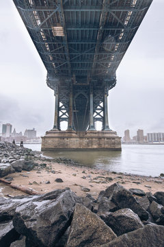 Riverbank under bridge