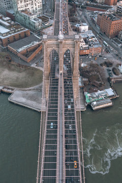 aerial view of Brooklyn Bridge