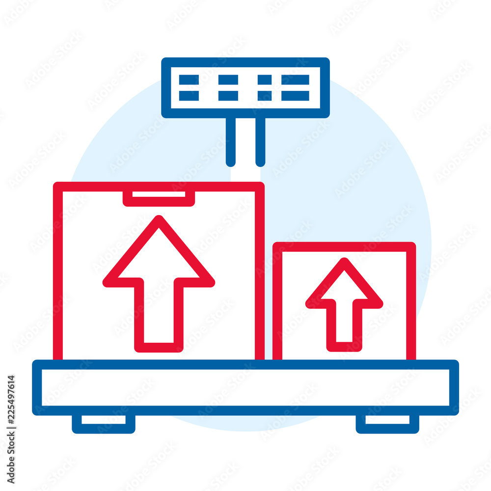 Aufkleber weighing delivery box icon. outline weighing delivery box vector icon for web design isolated on whi