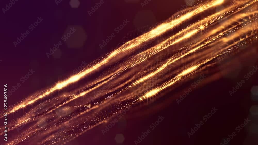 Poster 3d render of loop sci-fi animation with glow particles form rolling structures. seamless footage as 