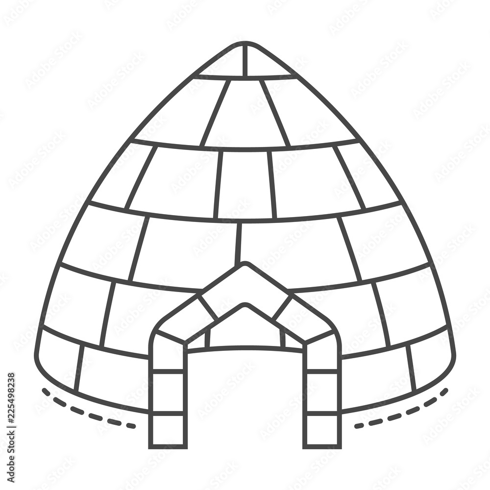 Poster ice igloo icon. outline ice igloo vector icon for web design isolated on white background