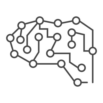 Neural brain icon. Outline neural brain vector icon for web design isolated on white background