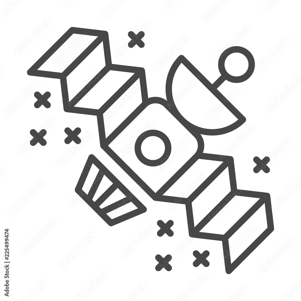 Poster space satellite icon. outline space satellite vector icon for web design isolated on white backgroun