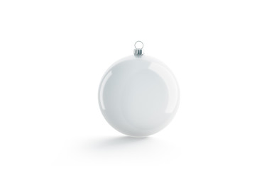 Blank white christmas ball for tree mock up, isolated, 3d rendering. Empty xmas toy for pine...