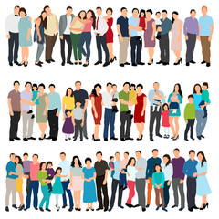 isolated, crowd of people, isometric people, flat style