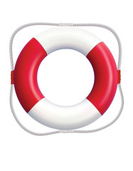 Lifebuoy isolated on a white background. Realistic vector 3d illustration.