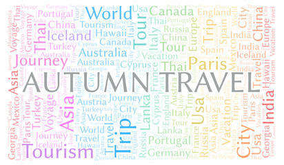 Fototapeta premium Autumn Travel word cloud.