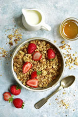 Homemade multicereal granola.Top view.