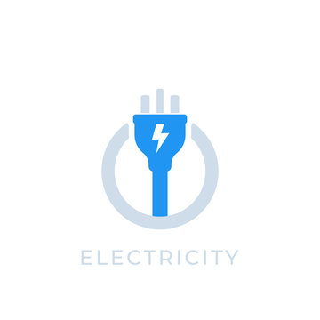 electricity vector icon with electric plug