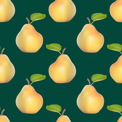 Seamless pattern background with pears, colorful illustration