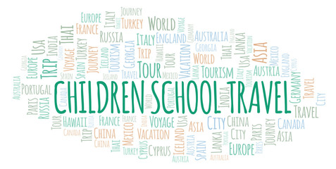 Obraz premium Children School Travel word cloud.