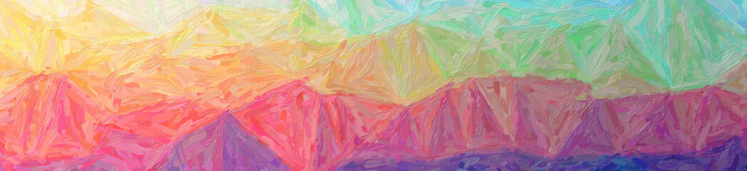 Fototapeta premium Illustration of creamy purple and yellow Large Color Variation Impasto background, abstract banner.