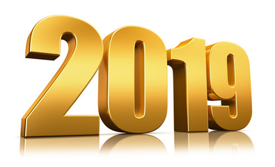 Christmas 2019 inscription on the mirror surface. 3d render illustration.