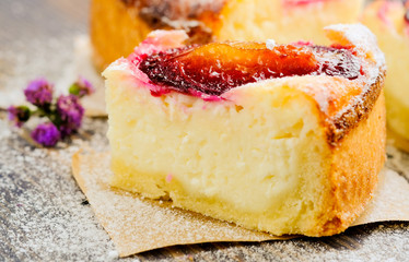 Рomemade plum and curd pie