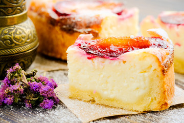 Рomemade plum and curd pie