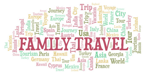 Obraz premium Family Travel word cloud.
