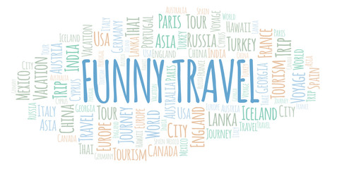 Obraz premium Funny Travel word cloud.