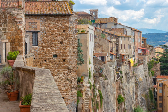 View of the medieval city of Orte In Umbria built on tuff rocks