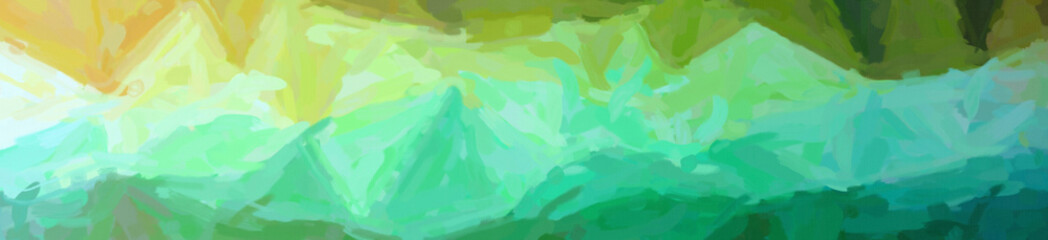 Illustration of green and blue Impressionist Impasto background, abstract banner.