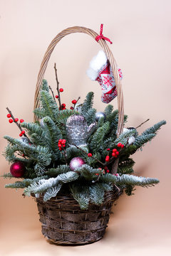 New year bunch with fir and dried flowers