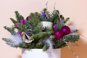 New year bunch with fir and dried flowers