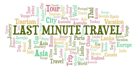 Obraz premium Last Minute Travel word cloud.